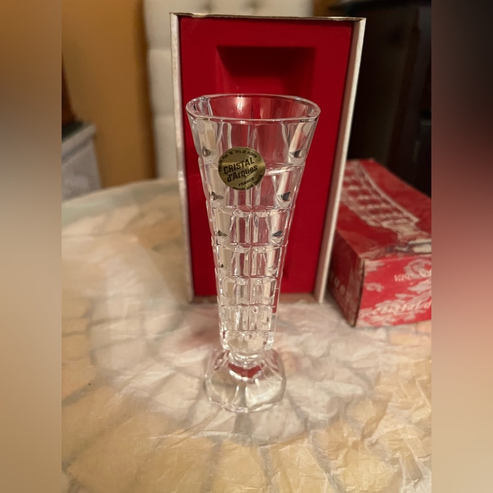 Vtg Cristal D'Arques Genuine Lead
Crystal Bud Vase 24% Made In
France New in box